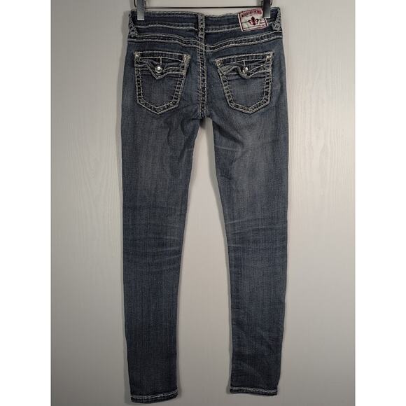 Miss Chic Womens Skinny Jeans Western Contrast Stitches Low Rise Denim Size 27W - Picture 3 of 12